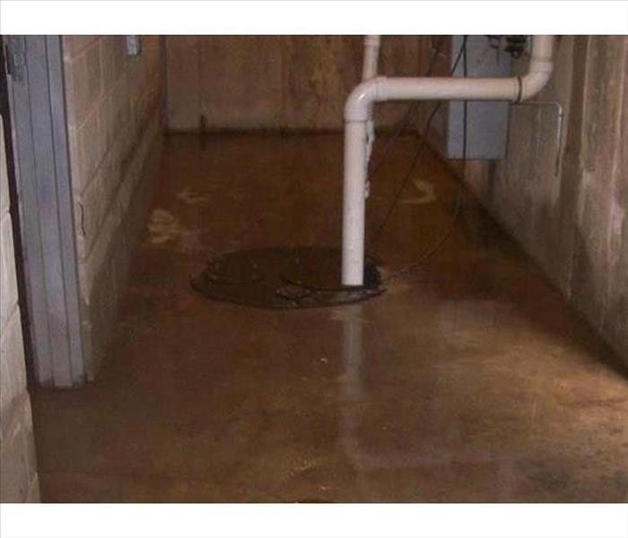 inches of water by a clogged sump, block walls