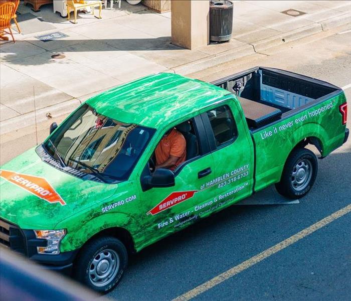 servpro pickup truck on the road